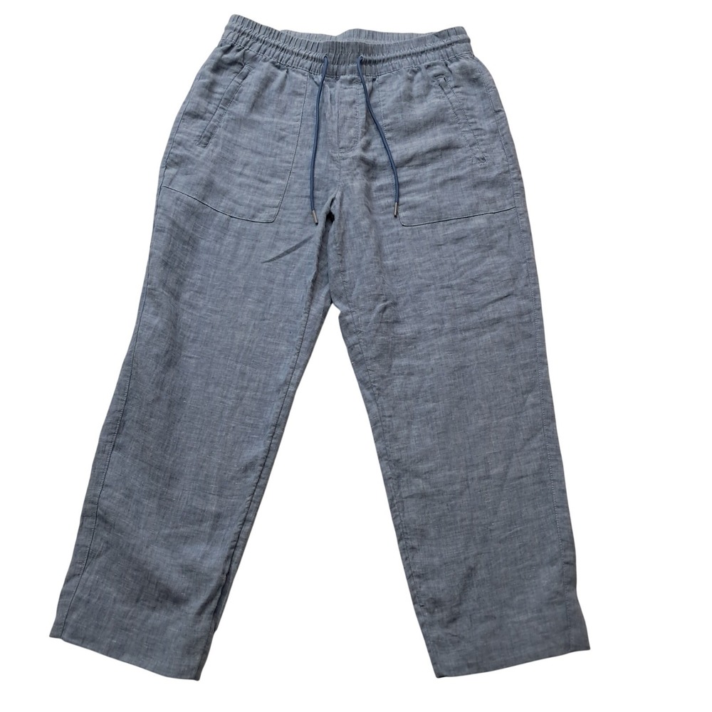 Athleta Pants Womens 8 Blue Cabo Linen Jogger Elastic Waist Drawstring Pockets